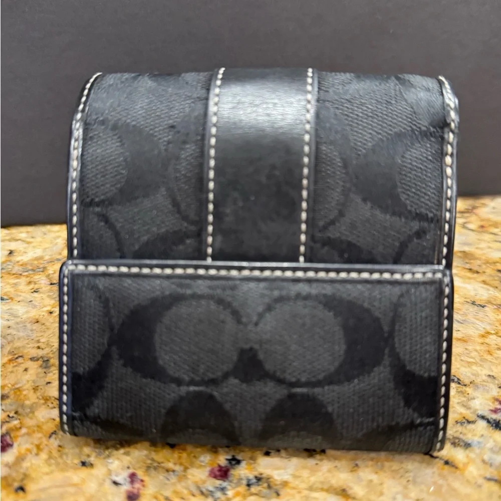 Coach Black Men leather and canvas men wallet - Picture 3 of 8